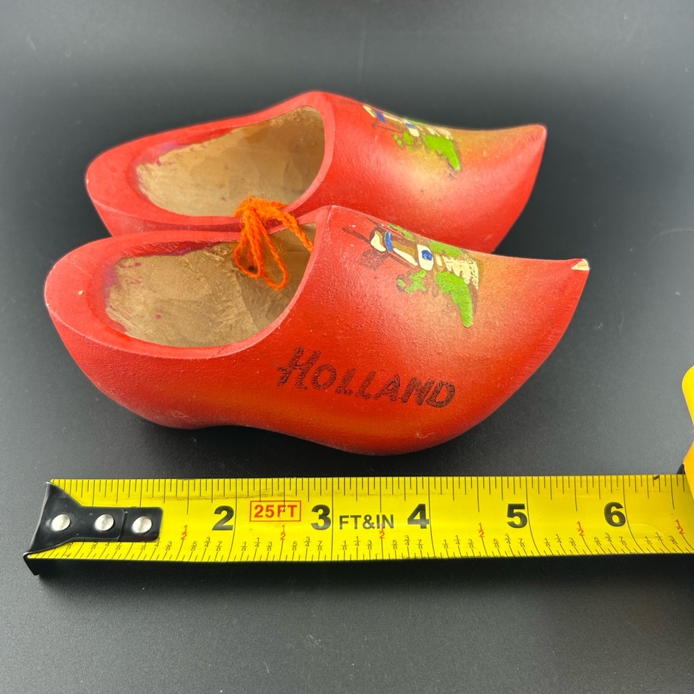 Vintage Dutch Wooden Clog Lot Hand Painted Souvenir Miniature Sabots,Home Decor - Picture 4 of 12